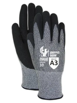 MAGID Griffin Gear ANSI A3 Hyperon Blended Sandy Nitrile Coated Work Gloves, 12 Pairs, Size 8/Medium, GPD255