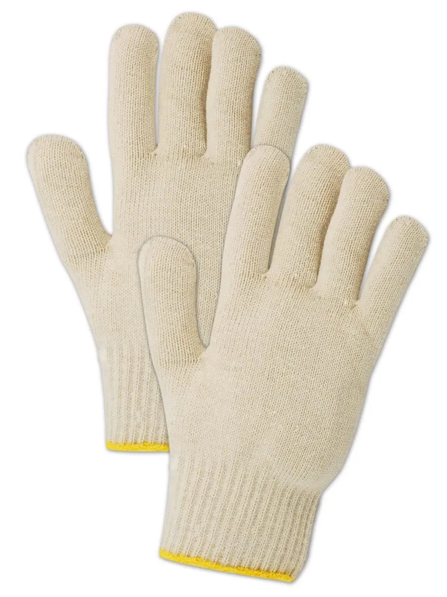 MAGID KnitMaster 13681KWHVY Cotton Glove, Knit Wrist Cuff, 9.5" Length, Men's (One Dozen)