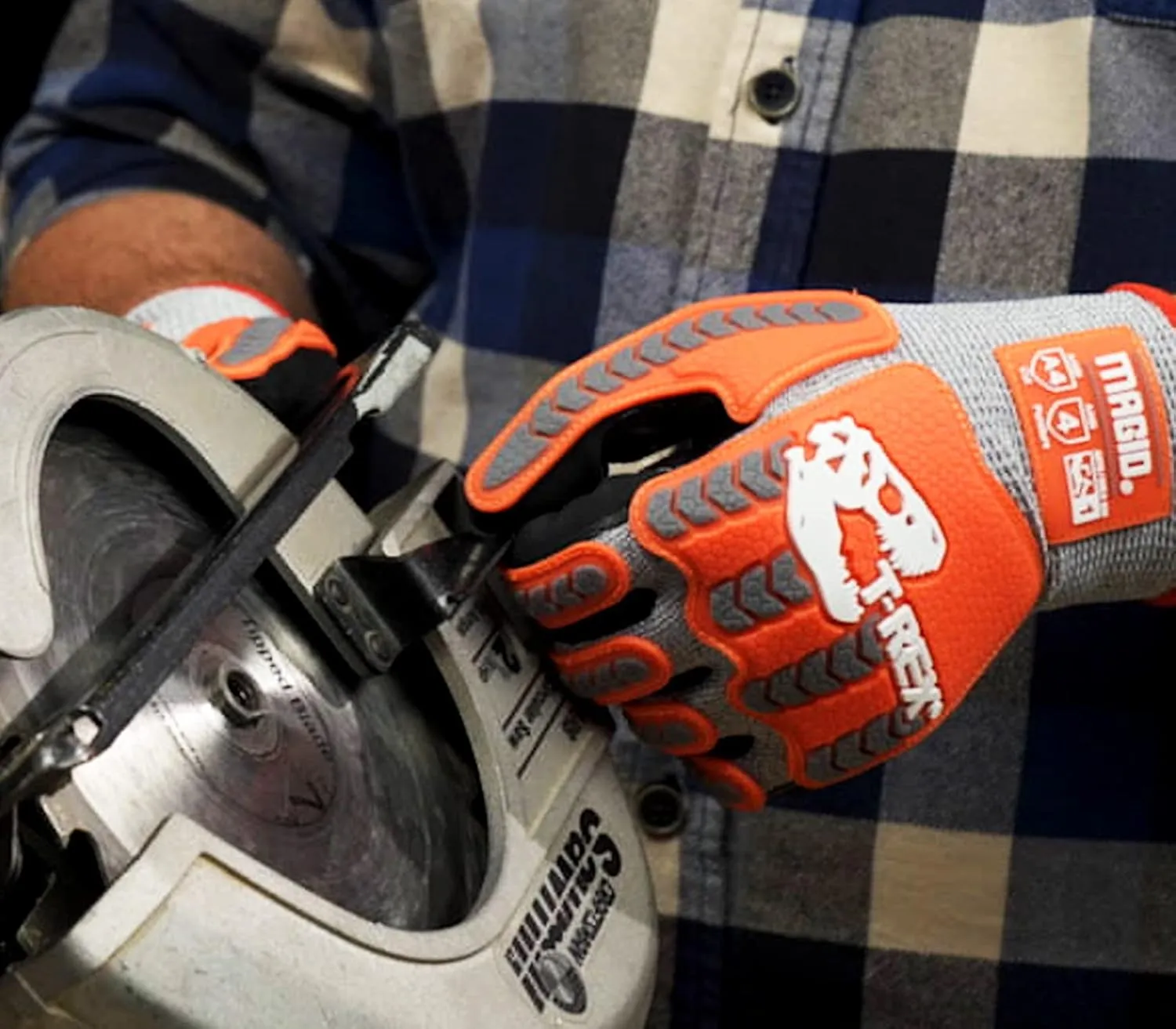 MAGID T-REX Flex Series ANSI A4 Foam Nitrile Coated Impact Gloves, 2 Pairs, Size 12/3XL (TRX443)