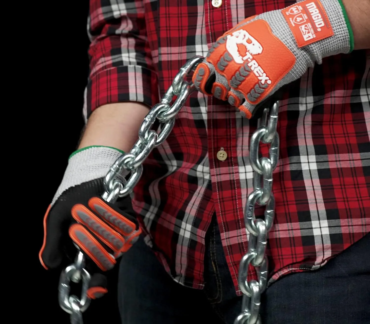 MAGID T-REX Flex Series ANSI A4 Foam Nitrile Coated Impact Gloves, 2 Pairs, Size 12/3XL (TRX443)