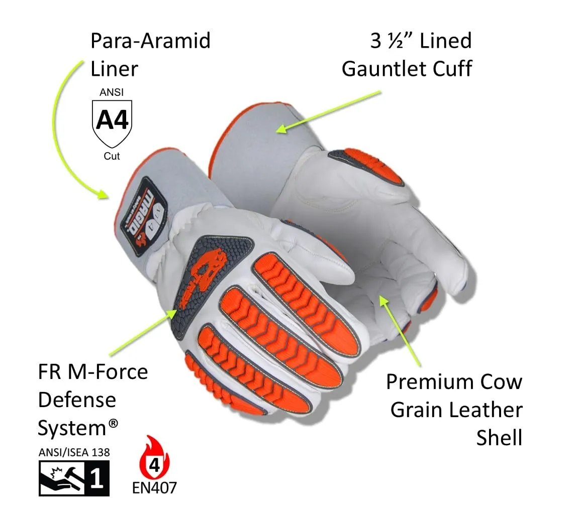 MAGID T-REX TRX848M Inferno Series Heat Resistant Welder's Gloves, 1 Pair, Full Leather, Size 7/S, Red & Gray,White