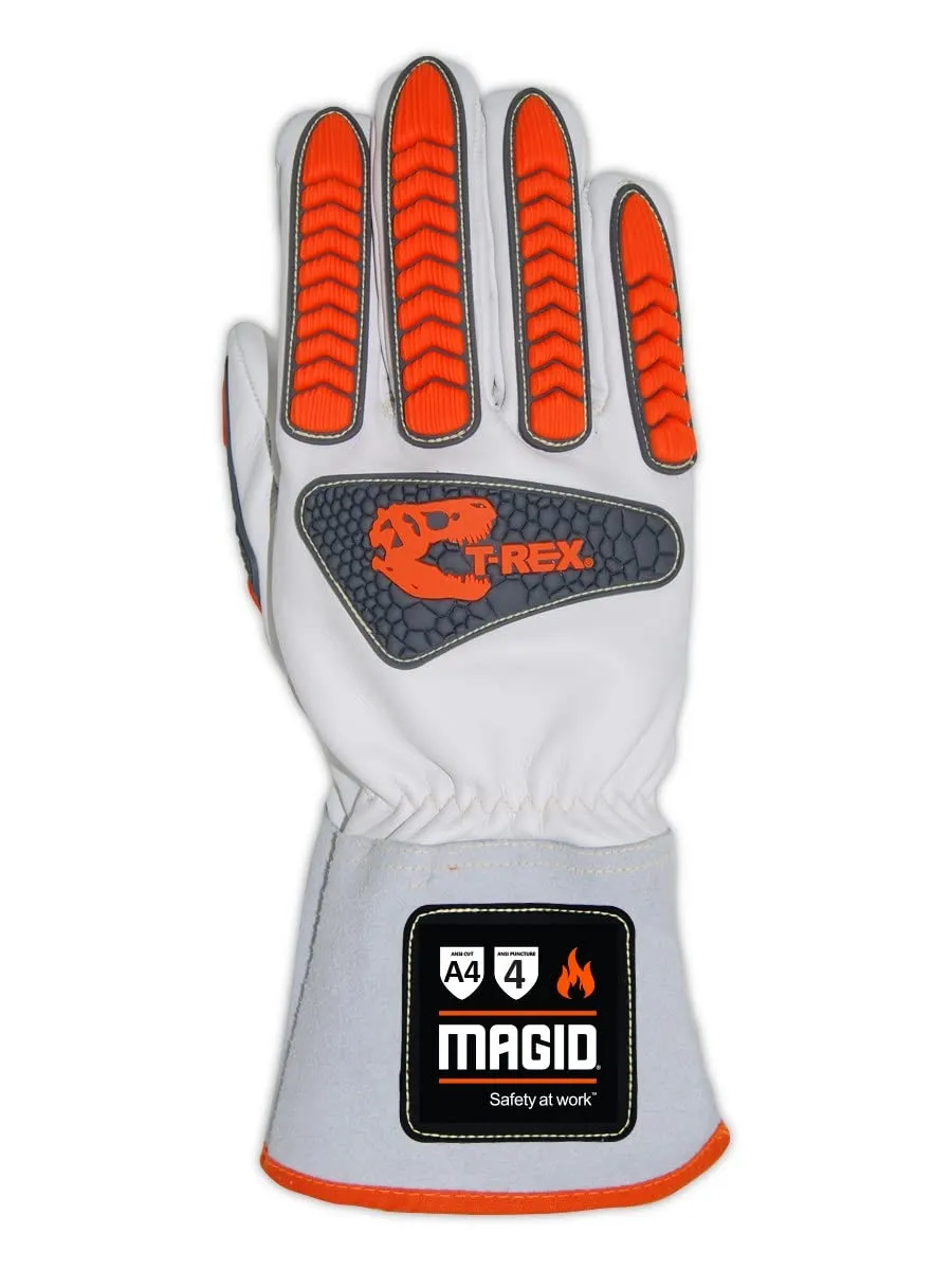 MAGID T-REX TRX848M Inferno Series Heat Resistant Welder's Gloves, 1 Pair, Full Leather, Size 8/M, Red & Gray,White