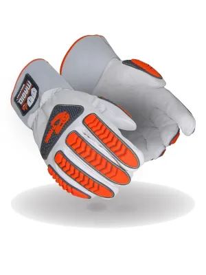 MAGID T-REX TRX848M Inferno Series Heat Resistant Welder's Gloves, 1 Pair, Full Leather, Size 8/M, Red & Gray,White