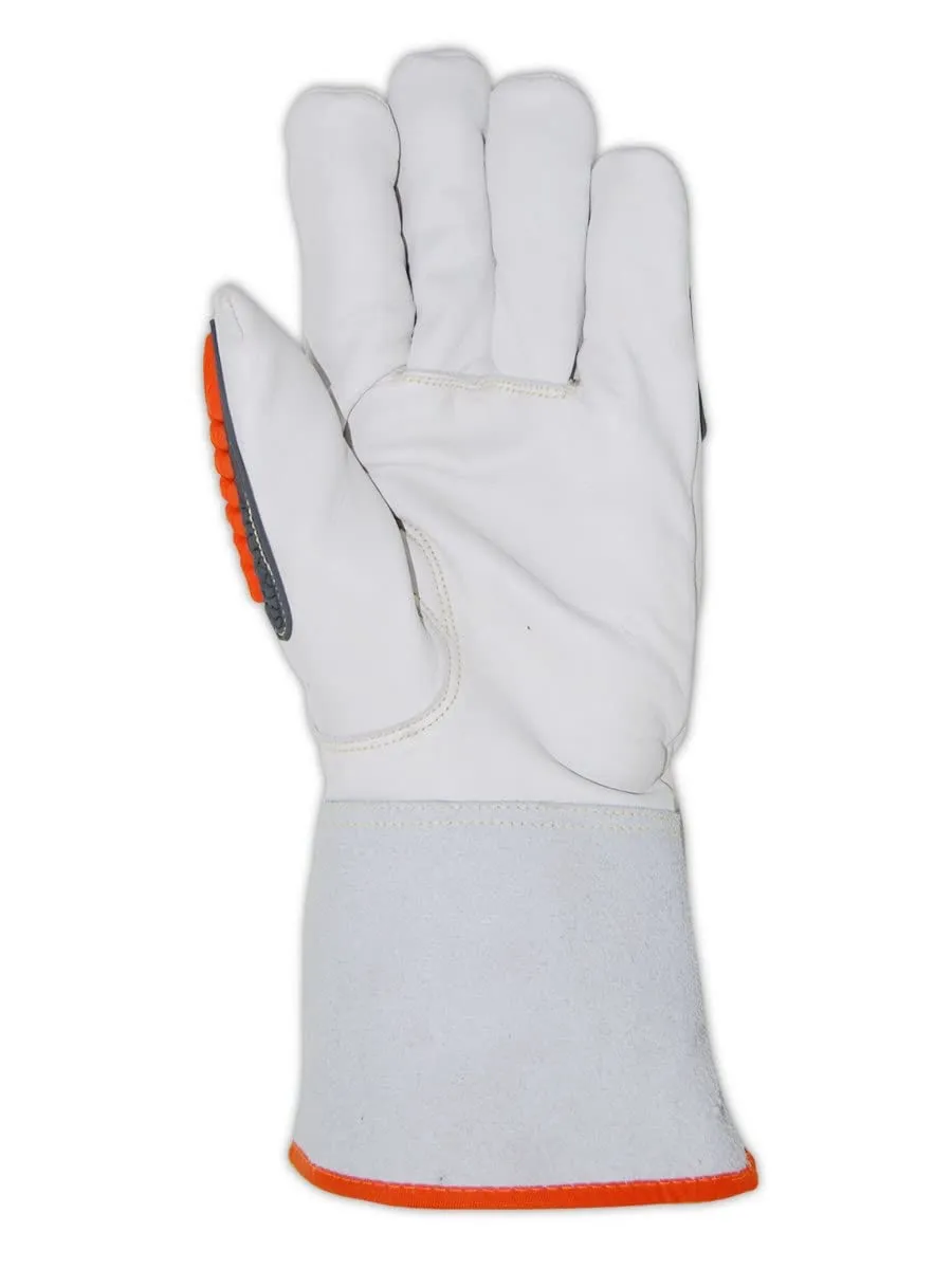 MAGID T-REX TRX848M Inferno Series Heat Resistant Welder's Gloves, 1 Pair, Full Leather, Size 8/M, Red & Gray,White