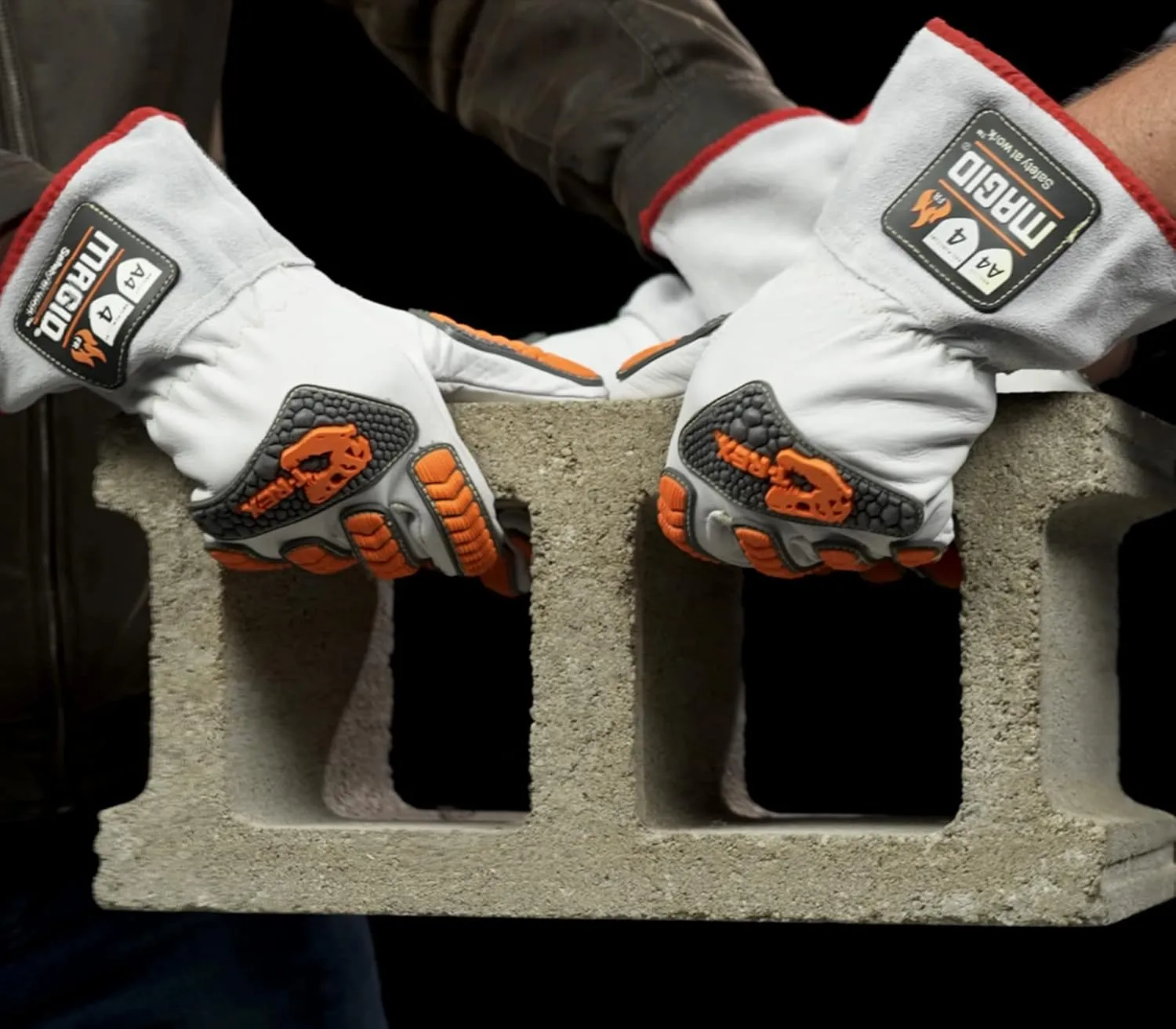 MAGID T-REX TRX848M Inferno Series Heat Resistant Welder's Gloves, 1 Pair, Full Leather, Size 8/M, Red & Gray,White