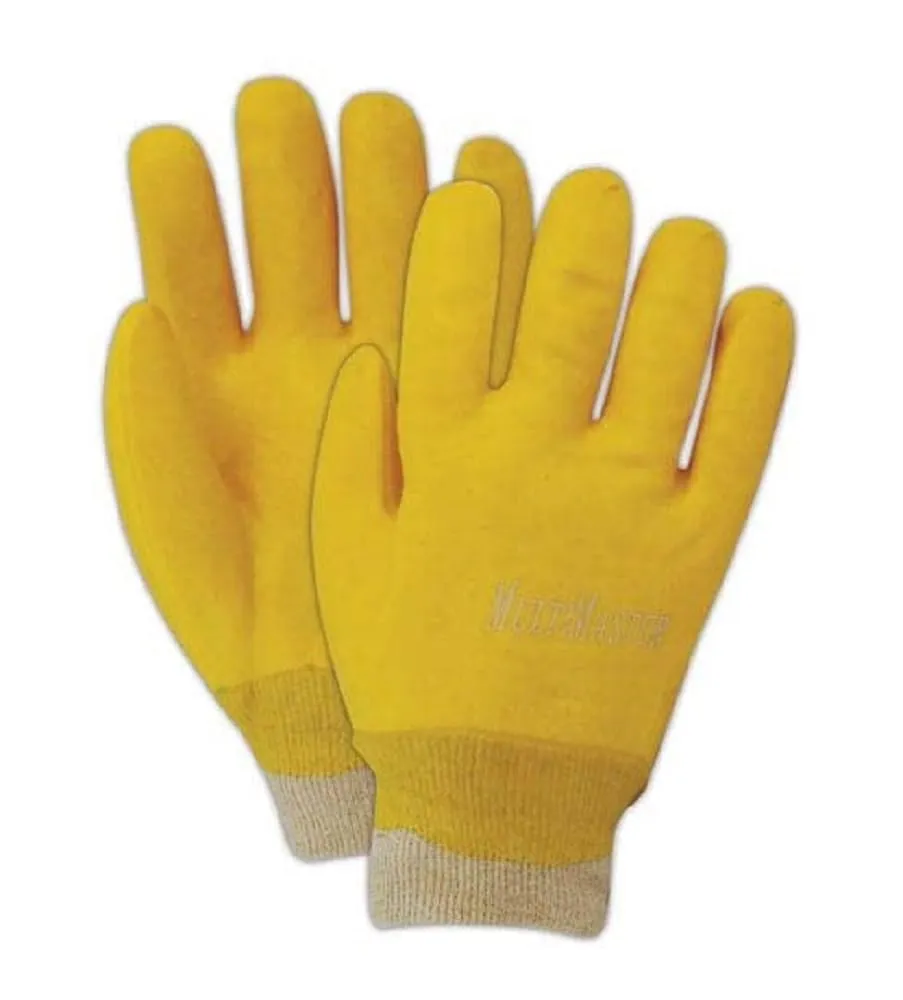 MAGID T1170 MultiMaster Smooth Finish PVC Gloves with Knit Cuff, Standard, Yellow (12 Pair)