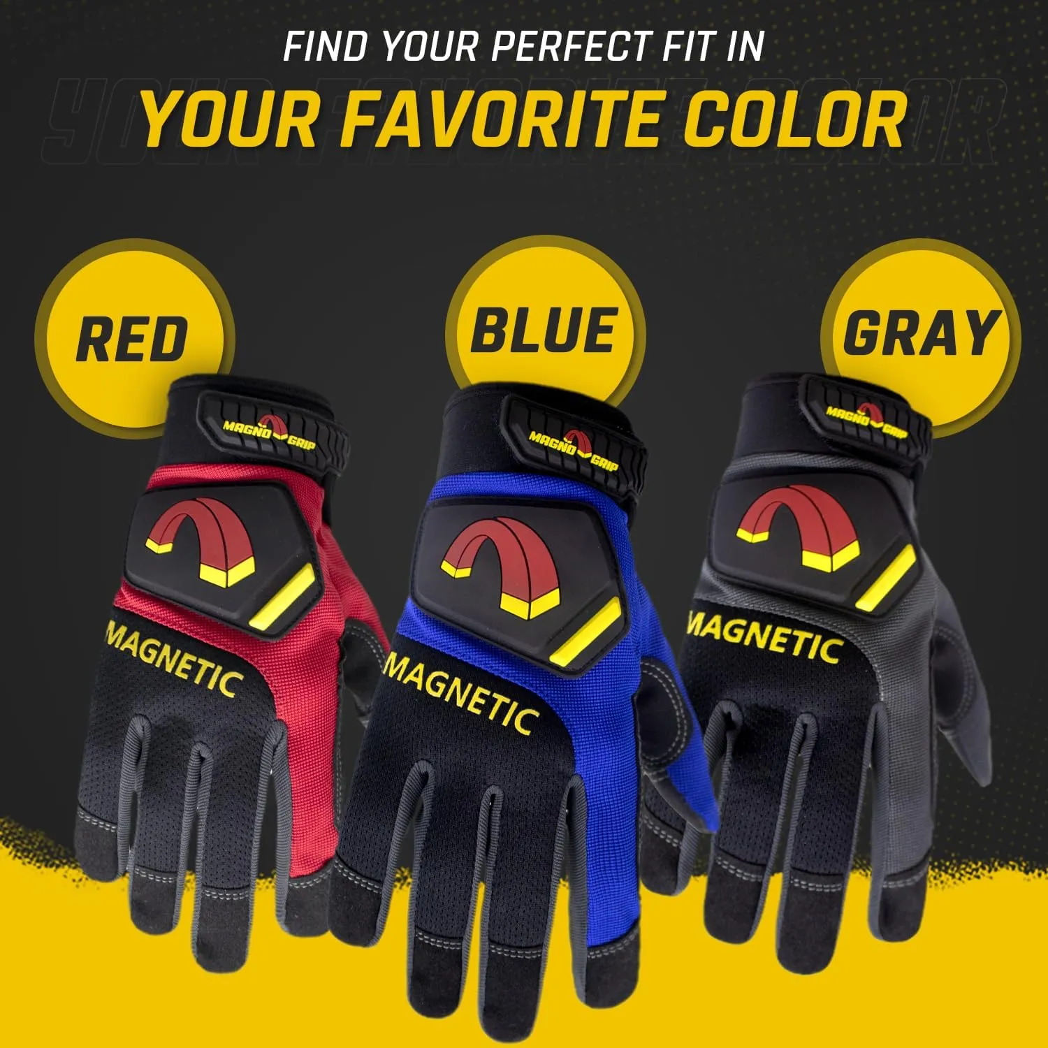 MagnoGrip Pro Performance Work Gloves with Integrated Magnetic Storage, Touchscreen Technology, Impact Resistant