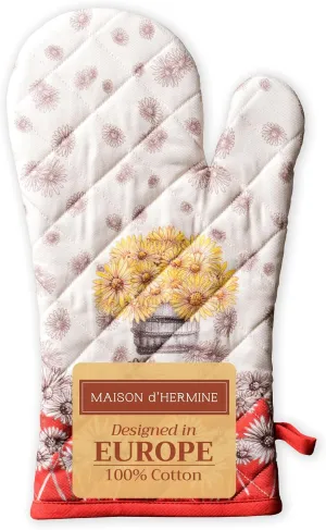 Maison d'Hermine Oven Gloves 100% Cotton Oven Mitt 7" x 13" with Loop Heat Resistant, BBQ, Cooking Gloves, Baking, Grilling, Kitchen, Handling Hot Pans (Pack of 1, Bagatelle)