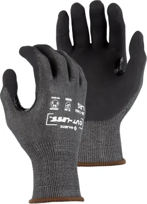 Majestic 35-7465/L Cut-Less Korplex Glove with Foam Nitrile Palm, Cut Resistant, Touch Screen Capable, Long Knit Cuff, Pre-Curved Finger Design, Large, Gray/Black