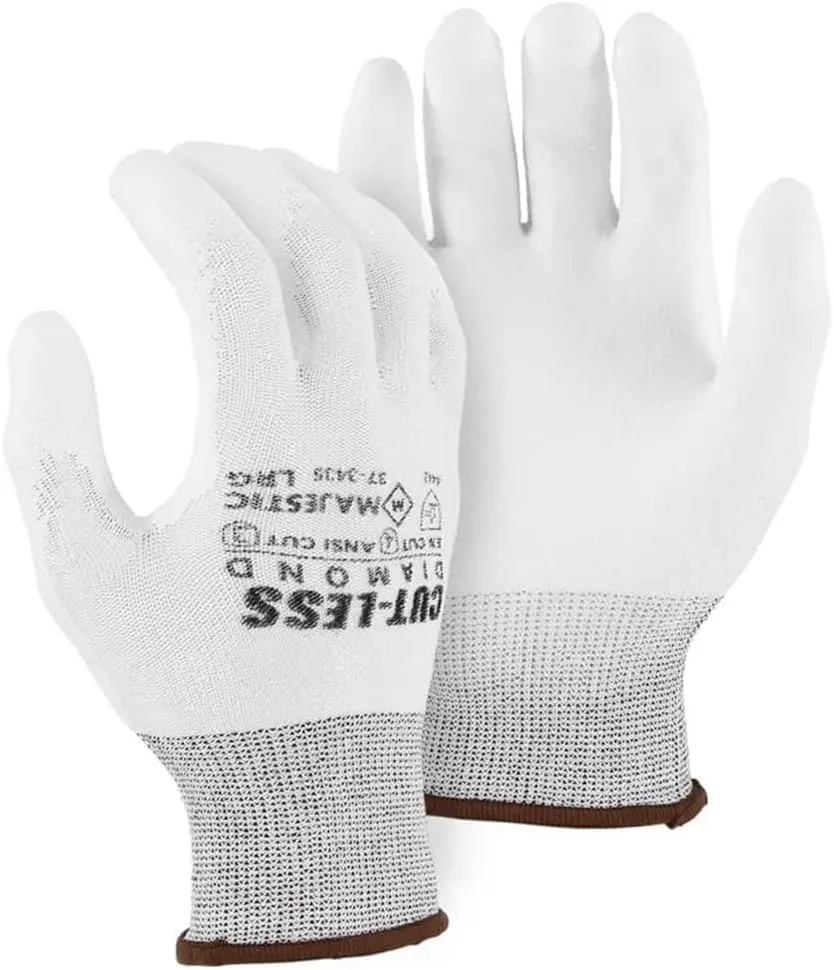 Majestic 37-3435 Cut-Less Diamond Seamless Knit Glove with Polyurethane Palm Coating Cut Resistance Working Glove
