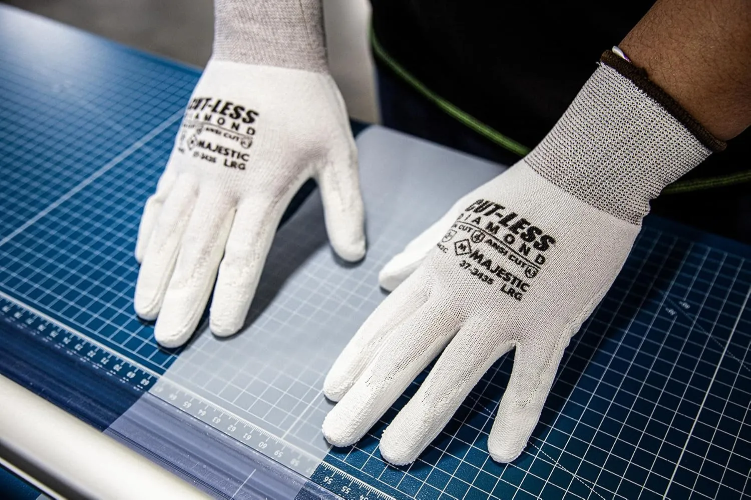 Majestic Cut-Less Dyneema Glove with Polyurethane Palm | 1 Dozen - MED | 13 Gauge Liner, ANSI A3, Lightweight Comfort, Breathable, White/White | for Automotive, Industrial, Manufacturing | 37-3435