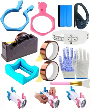Majreey Sublimation Blanks Tumbler Clamp Tool, for 20 Oz Sublimation Blanks, Heat Resistant Gloves, Heat Tape Sublimation, Heat Tape Dispenser Sublimation Kit, Tumbler Clamp Clamp (Blue,Pink)