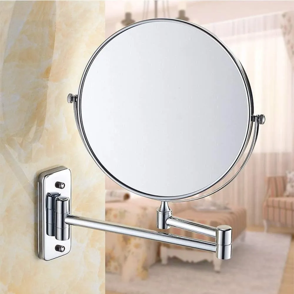 Makeup Mirror Foldable Wall-Mounted 6-inch Cosmetic Mirror Bathroom Round Metal 3X Magnification Double-Sided Mirror