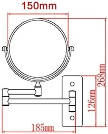 Makeup Mirror Foldable Wall-Mounted 6-inch Cosmetic Mirror Bathroom Round Metal 3X Magnification Double-Sided Mirror
