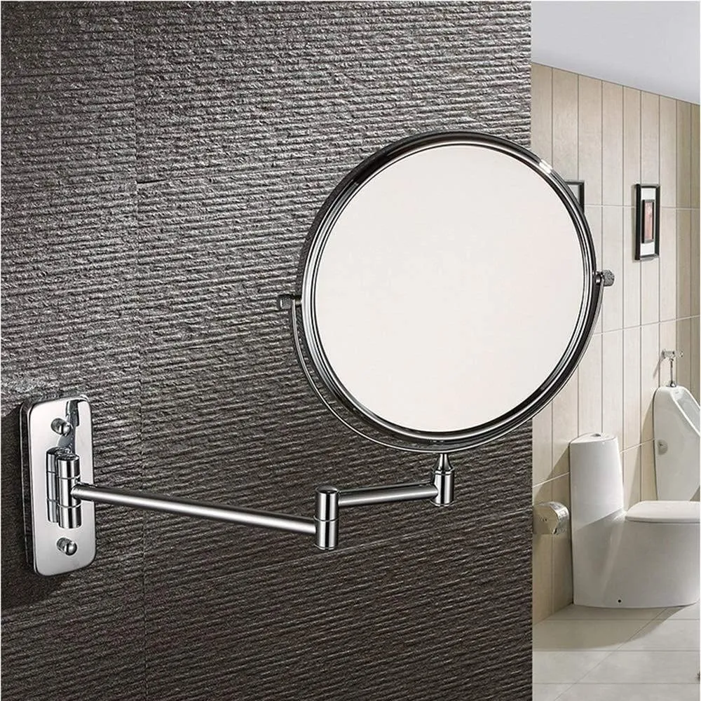 Makeup Mirror Foldable Wall-Mounted 6-inch Cosmetic Mirror Bathroom Round Metal 3X Magnification Double-Sided Mirror