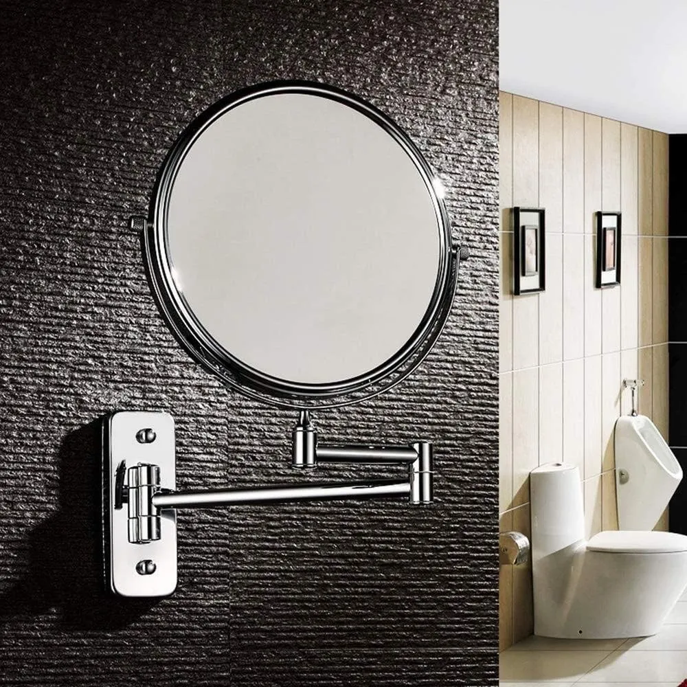 Makeup Mirror Foldable Wall-Mounted 6-inch Cosmetic Mirror Bathroom Round Metal 3X Magnification Double-Sided Mirror