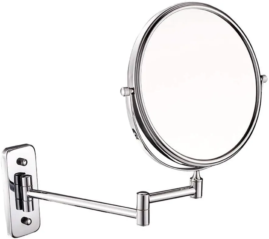 Makeup Mirror Foldable Wall-Mounted 6-inch Cosmetic Mirror Bathroom Round Metal 3X Magnification Double-Sided Mirror