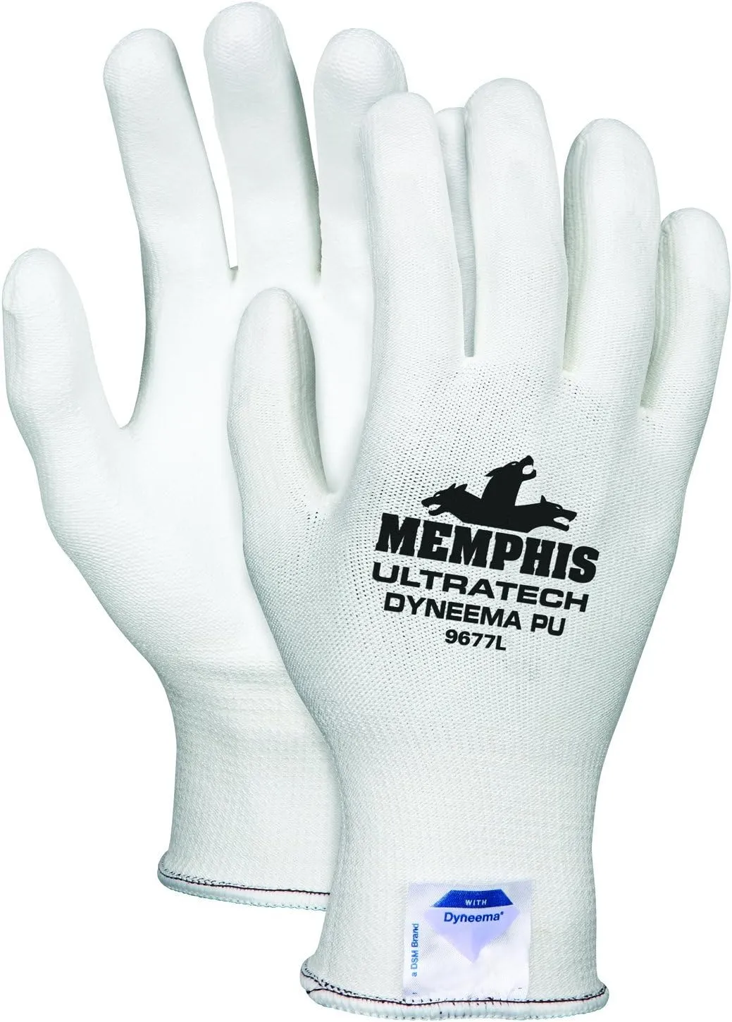 MCR Safety 9677L UltraTech Dyneema 13-gauge PU Coating Washable Gloves, White, Large, 1-Pair