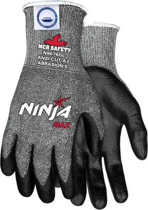 MCR Safety Small Ninja Max 10 Gauge DSM Dyneema Diamond Technology Cut Resistant Gloves With Bi-Polymer Coated Palm