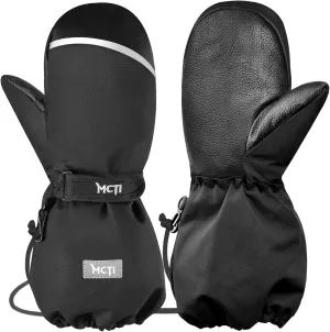 MCTi Kids Mittens Waterproof Winter Ski Warm Sherpa Lined Long Cuff with String