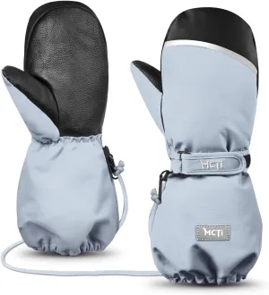 MCTi Kids Mittens Waterproof Winter Ski Warm Sherpa Lined Long Cuff with String