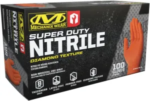Mechanix Wear: 8 Mil Heavy Duty Nitrile Disposable Gloves, Latex Free, Powder Free, Nitrile Rubber Gloves with Textured Grip, 100 pack, Cleaning and Mechanic Work Gloves (Orange 8 mil, Large)