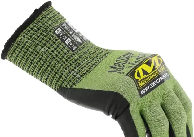 Mechanix Wear: ANSI A3 Cut Resistant Urethane Coated SpeedKnit Work Gloves - Touch Capable, Strong Grip in Dry & Wet Conditions (Green, Medium)