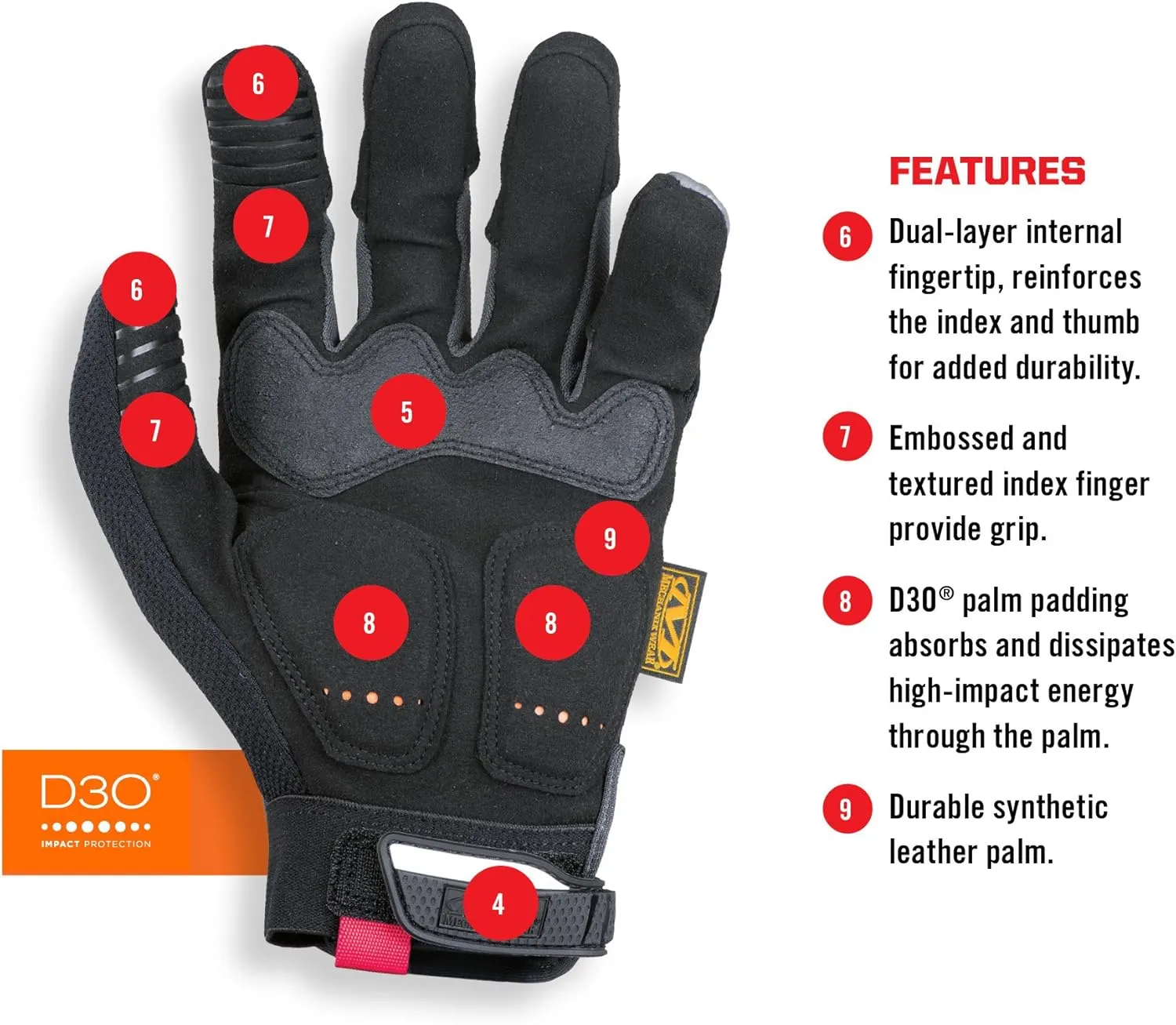 Mechanix Wear M-Pact Impact Resistant Work Gloves - Durable Safety Gloves for Men - Touchscreen Capable - Machine Washable - Breathable - Small - Black