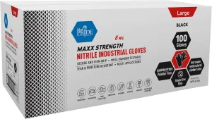 MED PRIDE Maxx Strength Nitrile Industrial Black, 8 Mil Thick - Diamond Texture Disposable Heavy-Duty, Tear-Resistant