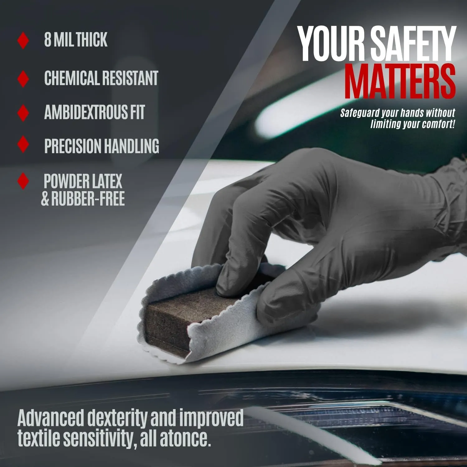 MED PRIDE Maxx Strength Nitrile Industrial Black, 8 Mil Thick - Diamond Texture Disposable Heavy-Duty, Tear-Resistant