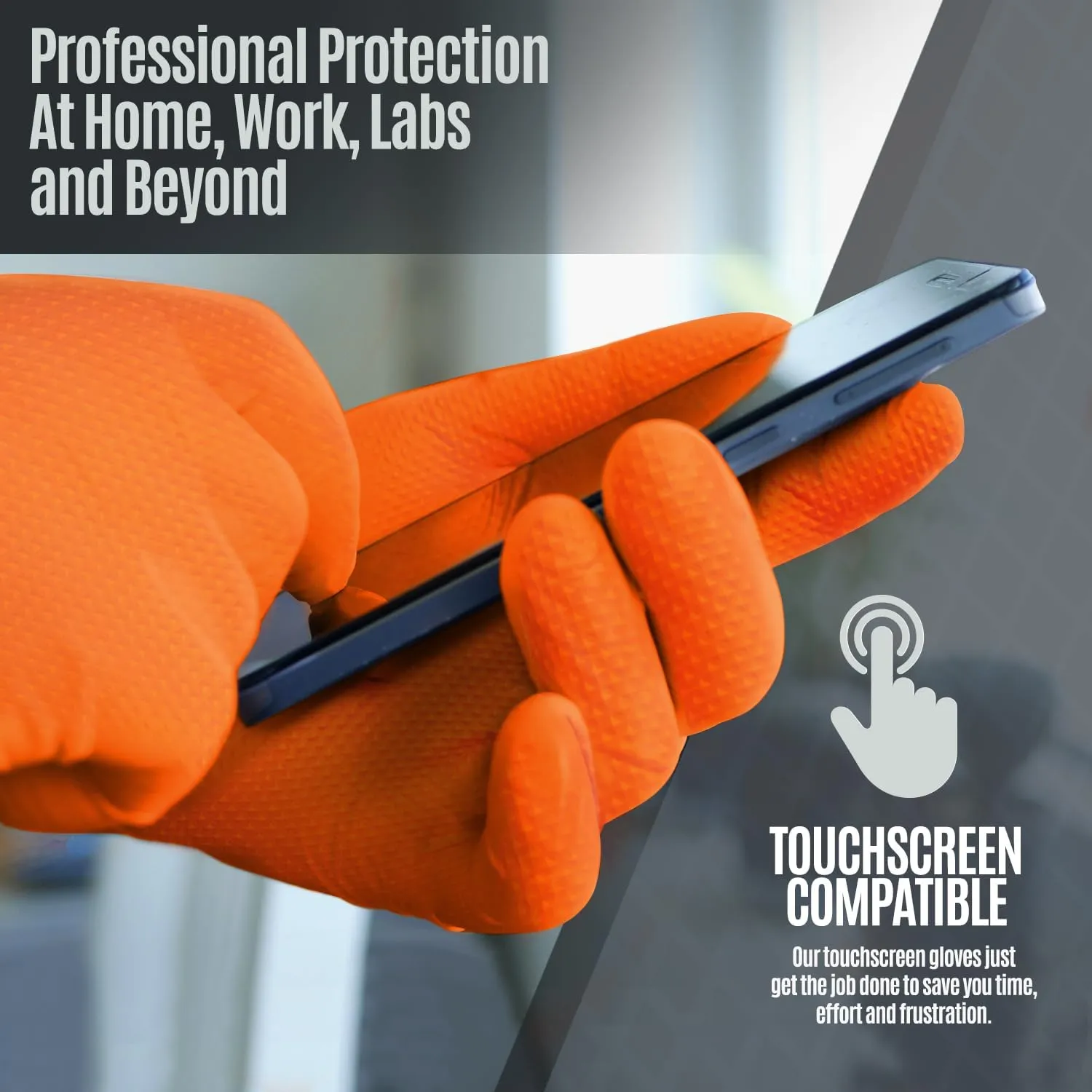 MED PRIDE Maxx Strength Nitrile Industrial Orange Gloves, 8 Mil Thick - Diamond Texture Disposable Heavy-Duty, Tear-Resistant
