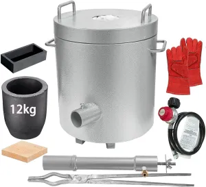 Melting Furnace Kit,12KG Propane Melting Furnace with Crucibles, Large Capacity Metal Foundry Smelting Gold Silver Copper Aluminum Metal Recycle, Ideal for Jewelry Making and Metal Casting