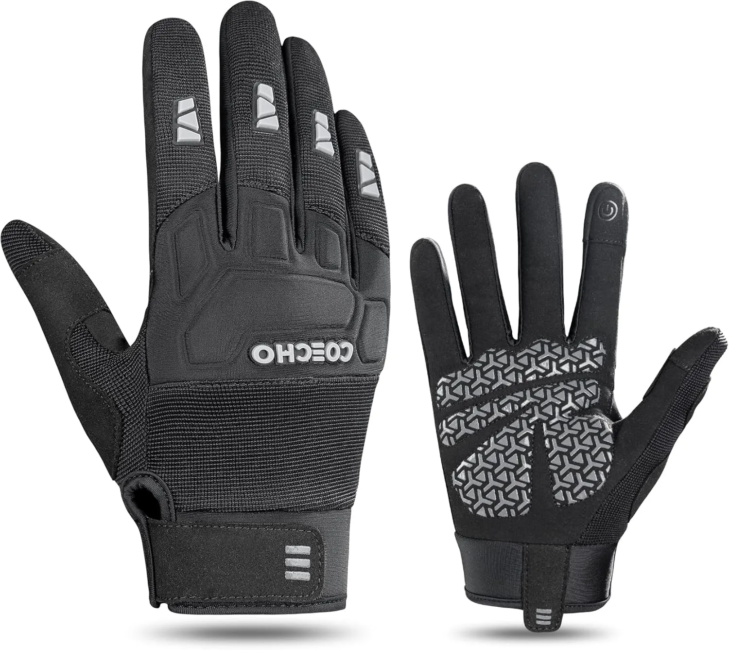 Men's Mountain Bike Gloves - 5mm Shock-Absorbing Anti-Slip Palm, Breathable Knuckle Guard, Touchscreen Fingertips, Lightweight & Durable for MTB/Motocross/Off-Road Cycling