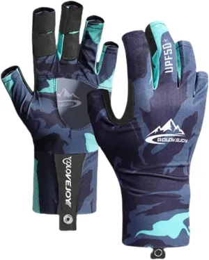 Men's Summer Outdoor Fishing Gloves,Half-Finger Gloves with UV-Proof, Ice Silk, Breathable, Lure Gloves