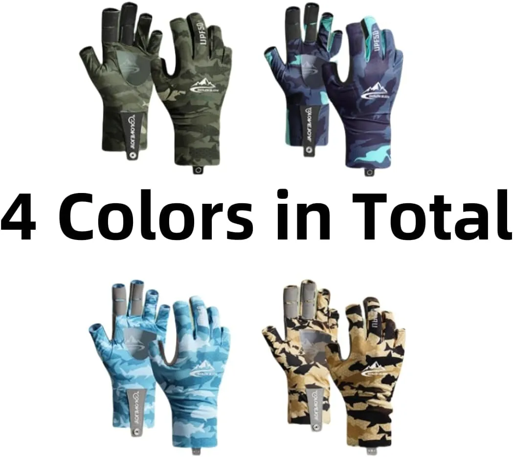 Men's Summer Outdoor Fishing Gloves,Half-Finger Gloves with UV-Proof, Ice Silk, Breathable, Lure Gloves