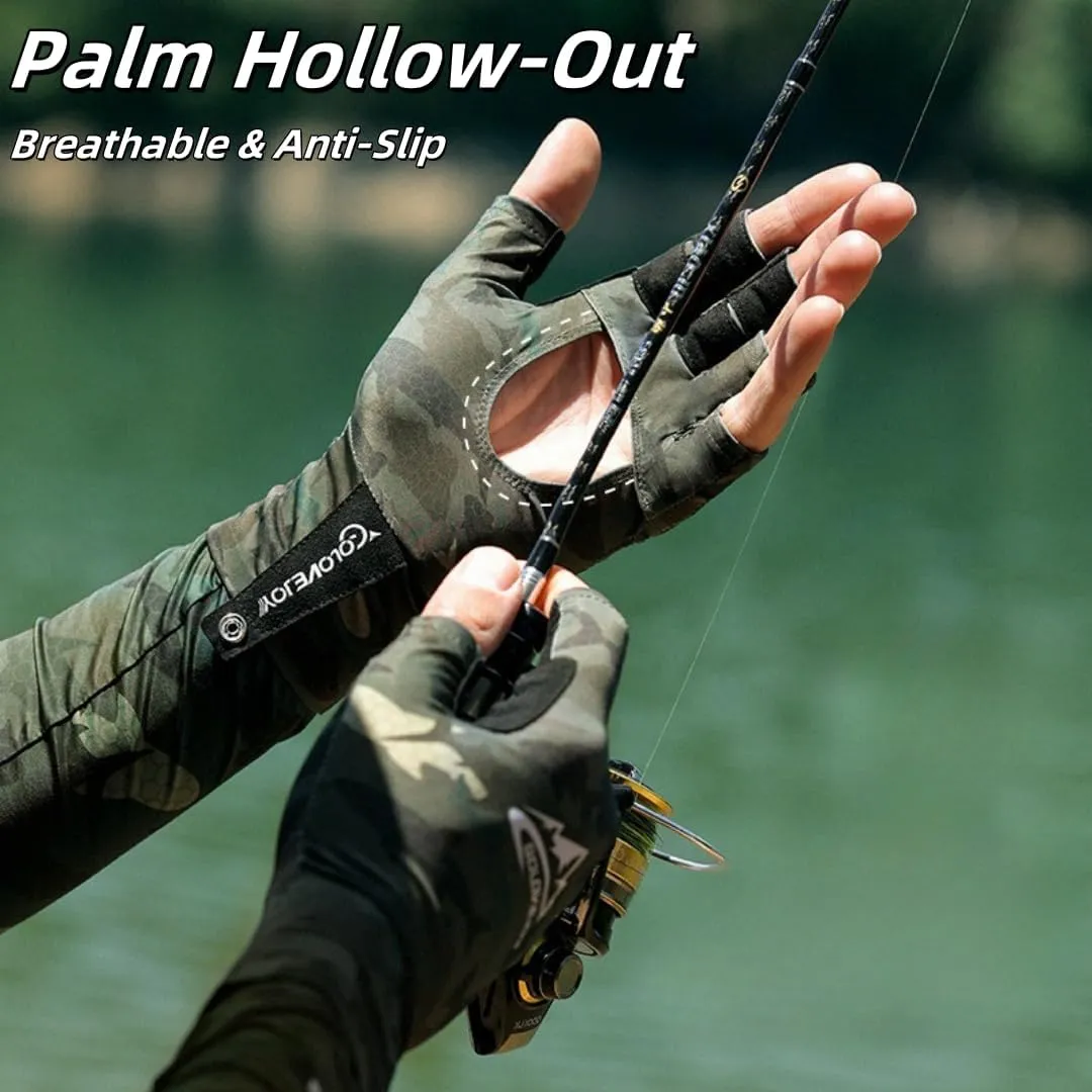 Men's Summer Outdoor Fishing Gloves,Half-Finger Gloves with UV-Proof, Ice Silk, Breathable, Lure Gloves