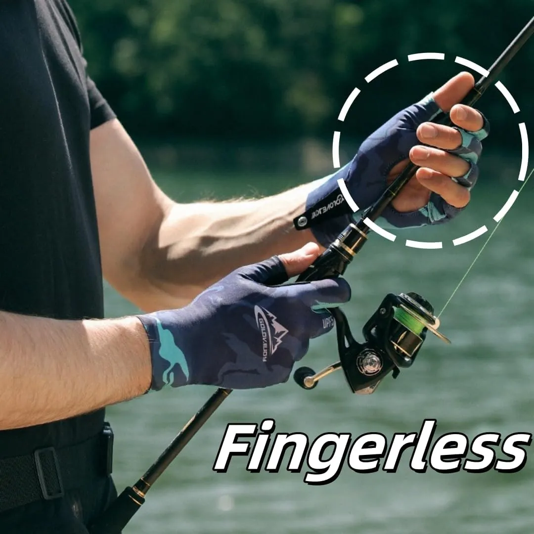 Men's Summer Outdoor Fishing Gloves,Half-Finger Gloves with UV-Proof, Ice Silk, Breathable, Lure Gloves