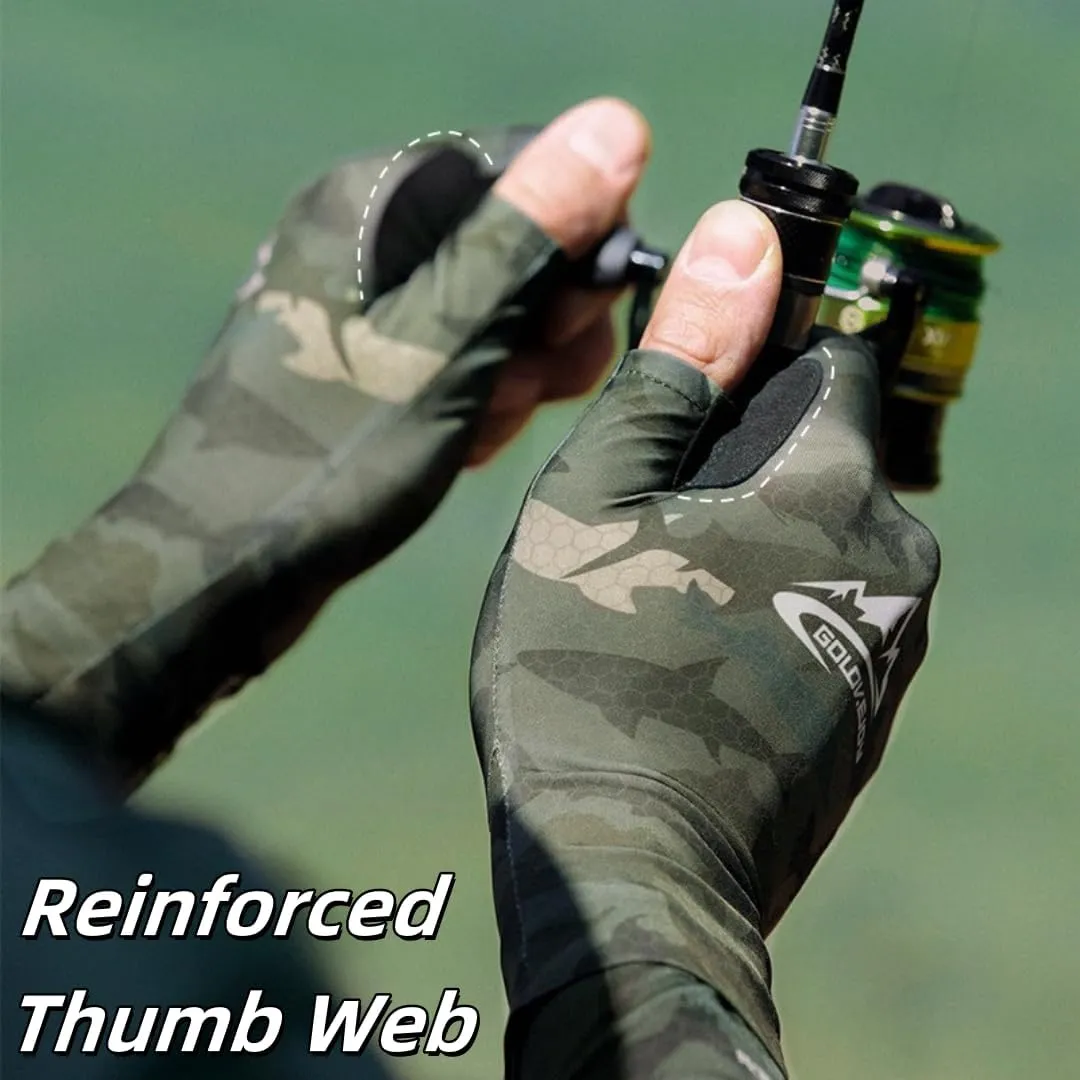 Men's Summer Outdoor Fishing Gloves,Half-Finger Gloves with UV-Proof, Ice Silk, Breathable, Lure Gloves