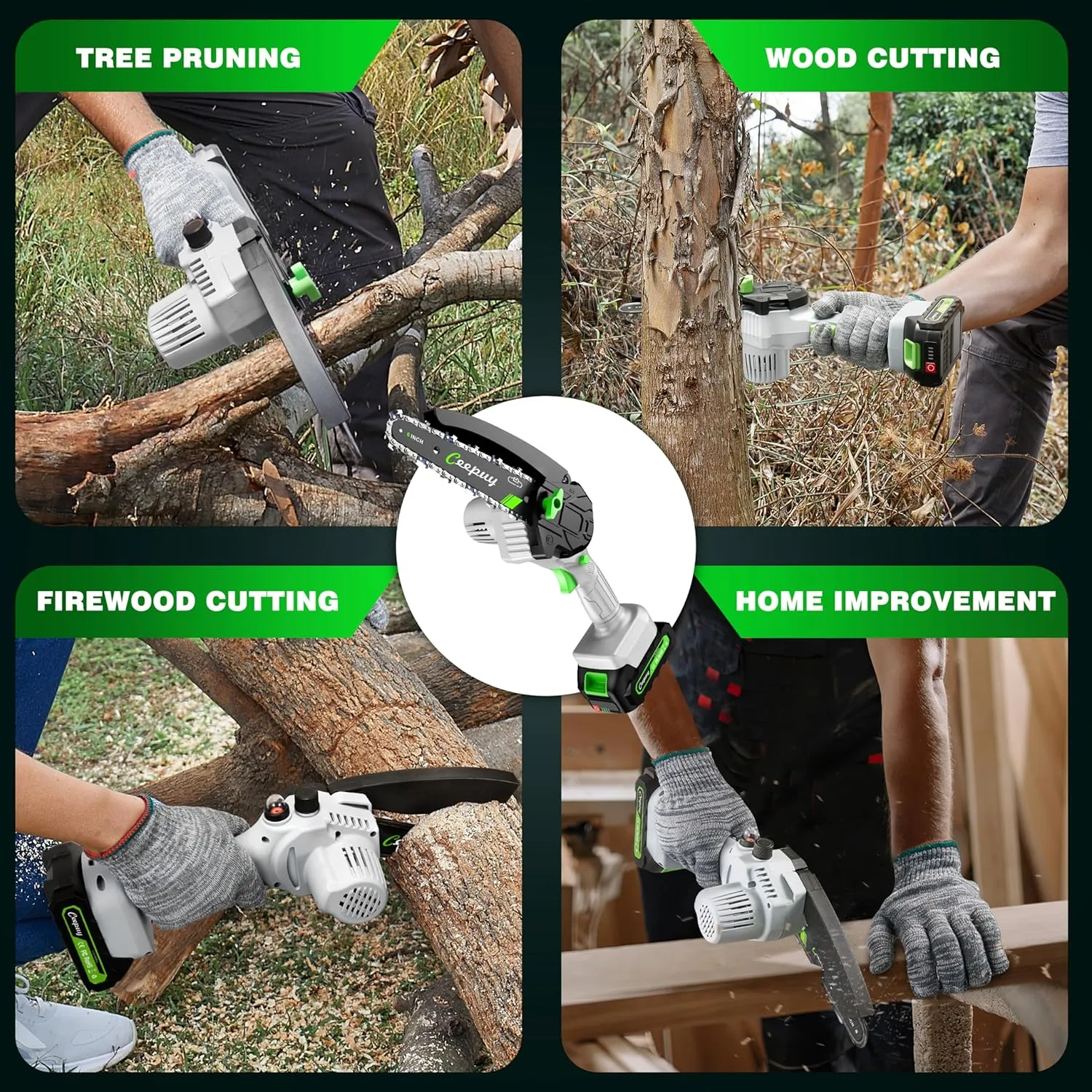 Mini Chainsaw Cordless,6 Inch Portable Electric Chain Saw w/Automatic Oiler/Battery Powered Small Handheld Saw w/Security Lock Trees Branches Trimming,Wood Cutting, 2 Batteries 3 Chains 2025