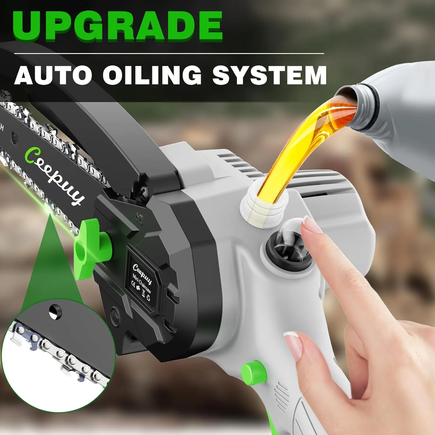 Mini Chainsaw Cordless,6 Inch Portable Electric Chain Saw w/Automatic Oiler/Battery Powered Small Handheld Saw w/Security Lock Trees Branches Trimming,Wood Cutting, 2 Batteries 3 Chains 2025