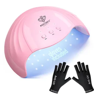 Modelones UV Light for Gel Nails with Gloves, 48 W Nail Dryer with 3 Timer Settings, Lamps for Gel Polish, Professional UPF99  UV Protection Gloves for Art Manicure