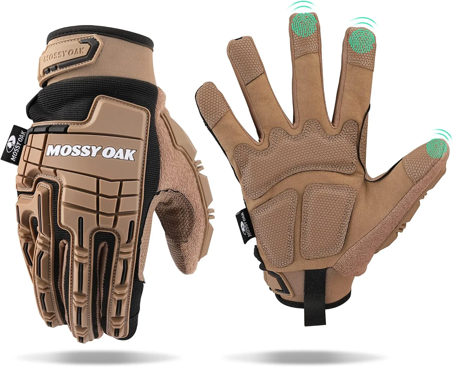 Mossy Oak Motorcycle Gloves for Men, Touchscreen Hunting, Airsoft, Tactical for Shooting, Cycling