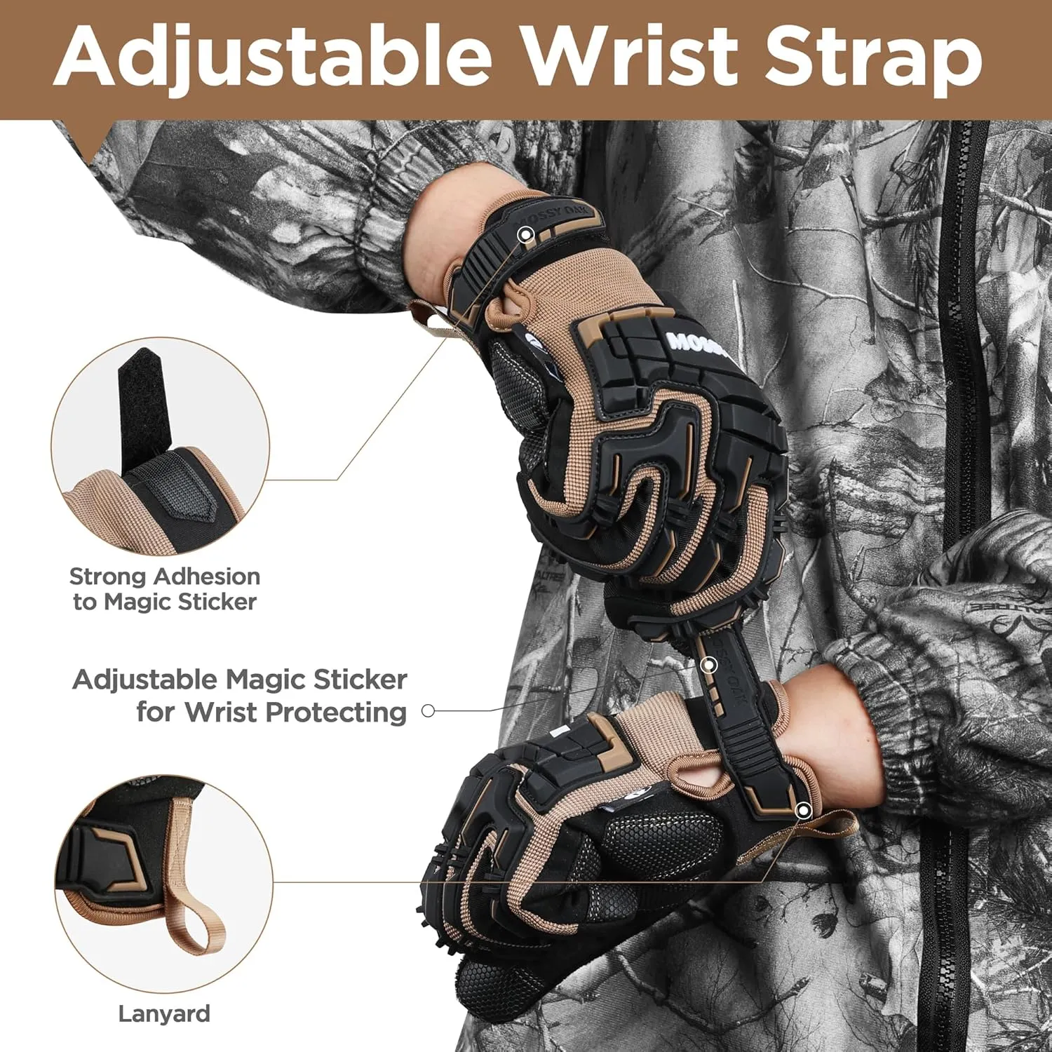 Mossy Oak Motorcycle Gloves for Men, Touchscreen Hunting, Airsoft, Tactical for Shooting, Cycling