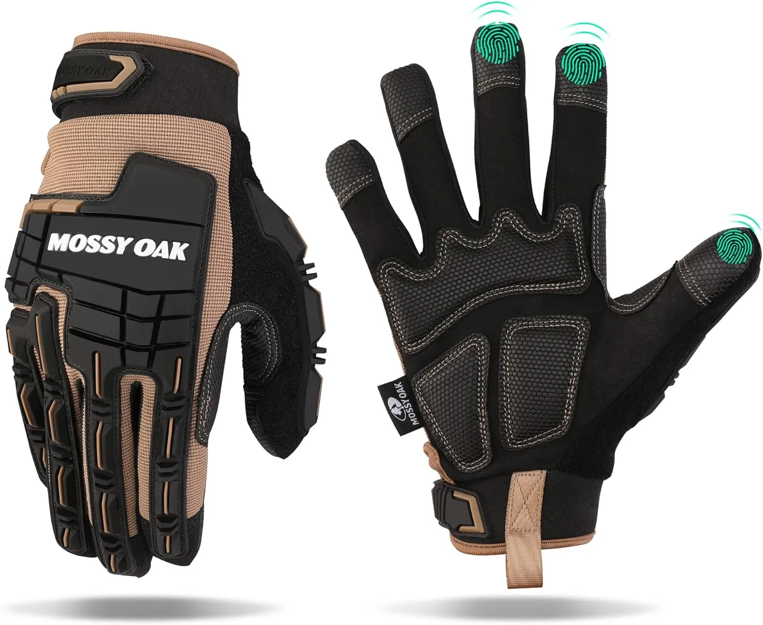 Mossy Oak Motorcycle Gloves for Men, Touchscreen Hunting, Airsoft, Tactical for Shooting, Cycling