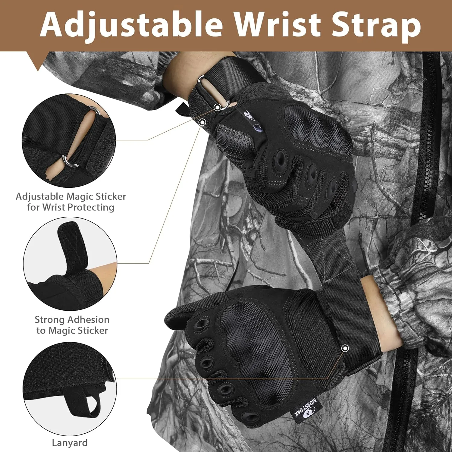 Mossy Oak Tactical Gloves for Men, Touch Screen Airsoft Gloves with Hard Knuckle for Hunting, Paintball, Hiking, Camping