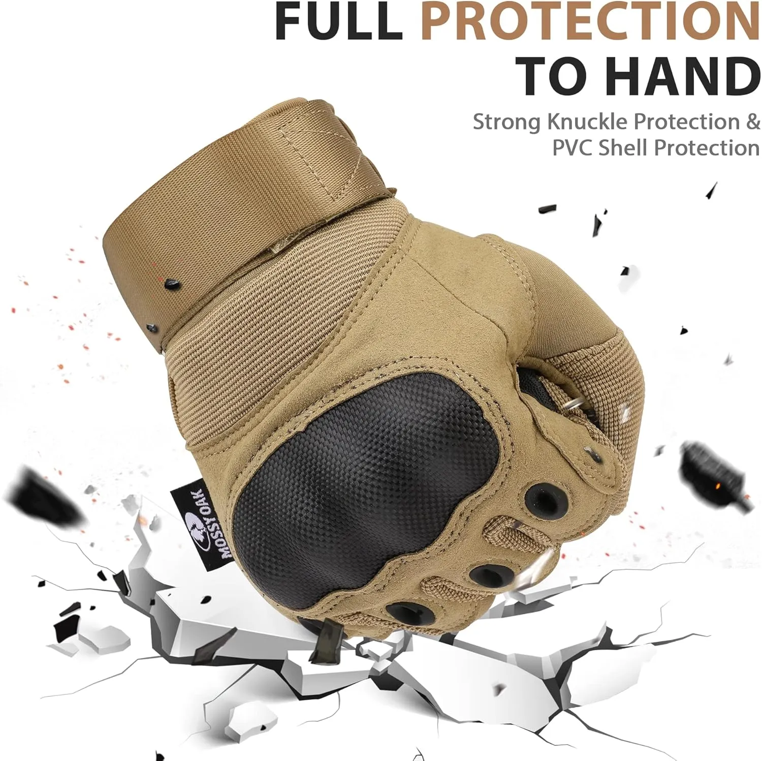 Mossy Oak Tactical Gloves for Men, Touch Screen Airsoft Gloves with Hard Knuckle for Hunting, Paintball, Hiking, Camping