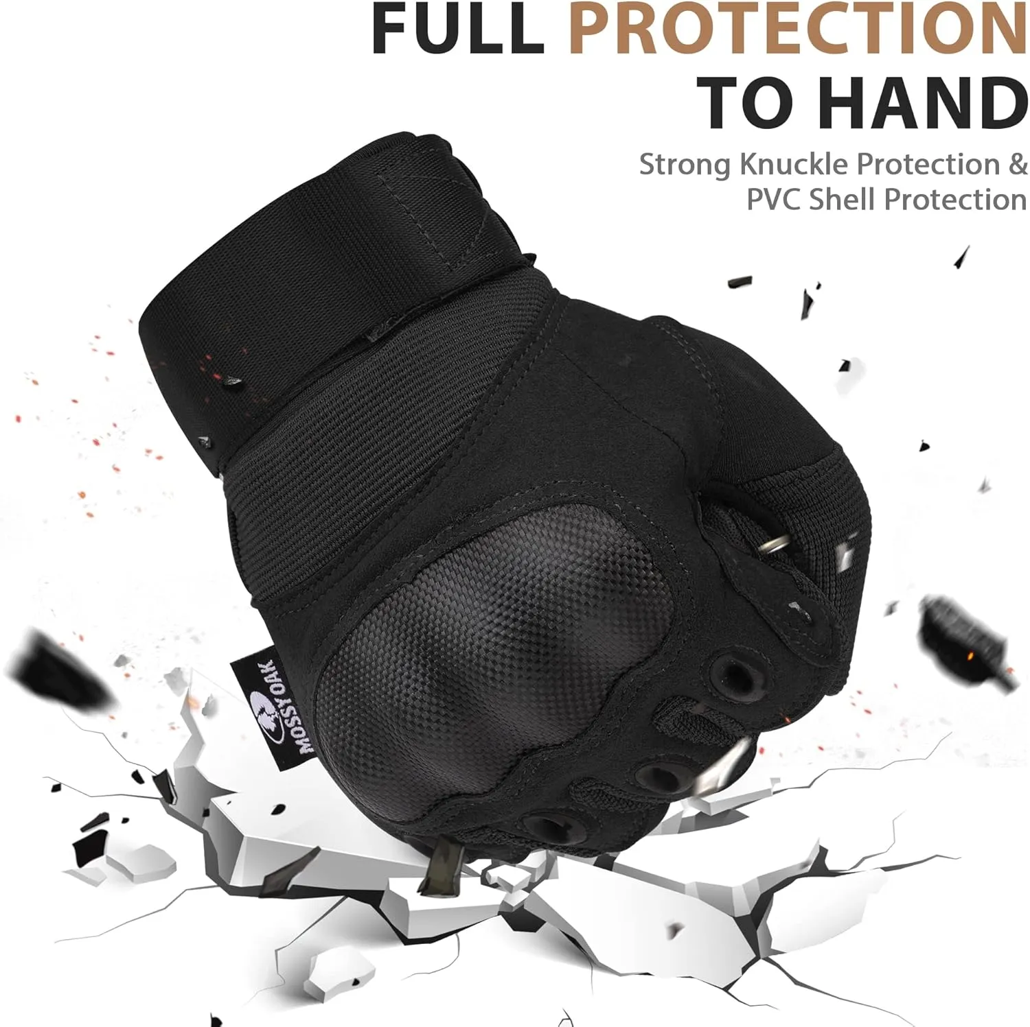 Mossy Oak Tactical Gloves for Men, Touch Screen Airsoft Gloves with Hard Knuckle for Hunting, Paintball, Hiking, Camping