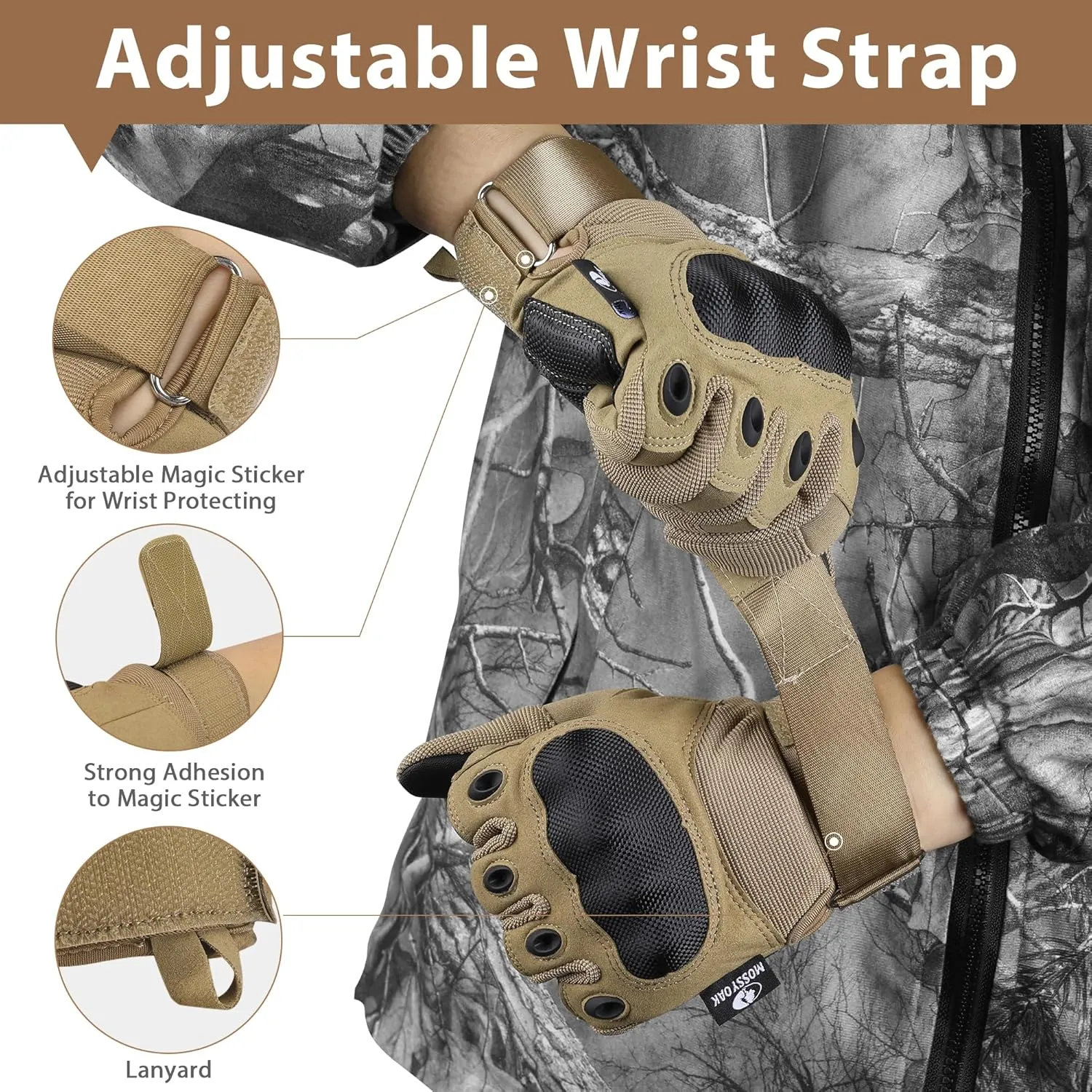 Mossy Oak Tactical Gloves for Men, Touch Screen Airsoft Gloves with Hard Knuckle for Hunting, Paintball, Hiking, Camping