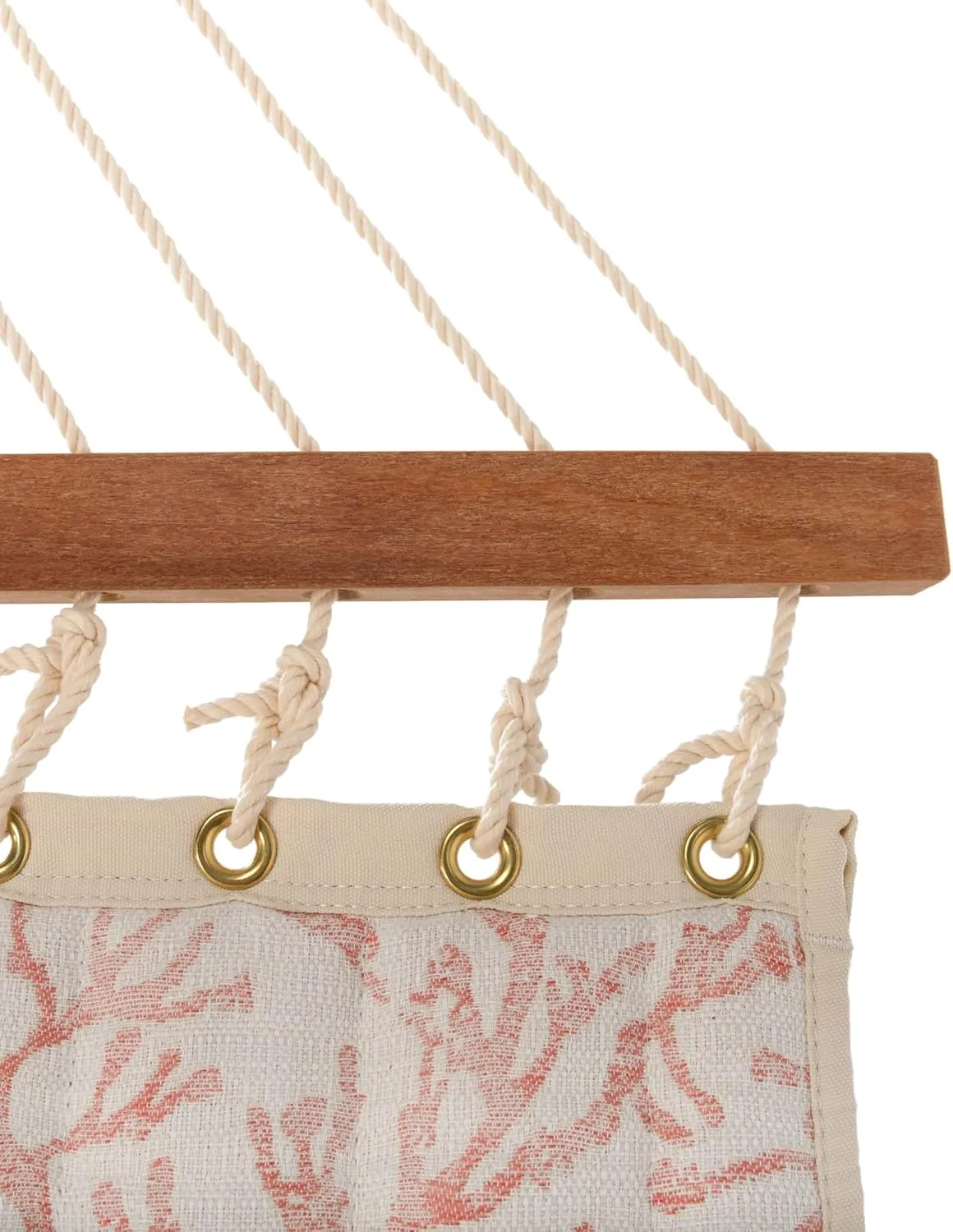 Nags Head Hammocks Atoll Persimmon Bella Dura Quilted Hammock, Constructed of Durable Fabrics, Cumaru Spreader Bar, Rolled Rim Grommets, Galvanized Hardware, Handcrafted in The Carolinas