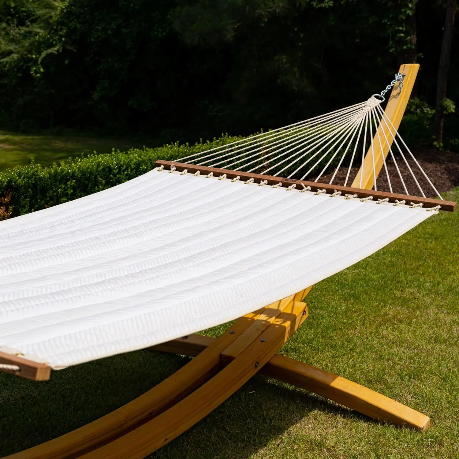 Nags Head Hammocks Clock Out Cloud Bella Dura Quilted Hammock, Constructed of Durable Fabrics, Cumaru Spreader Bar, Rolled Rim Grommets, Galvanized Hardware, Handcrafted in The Carolinas